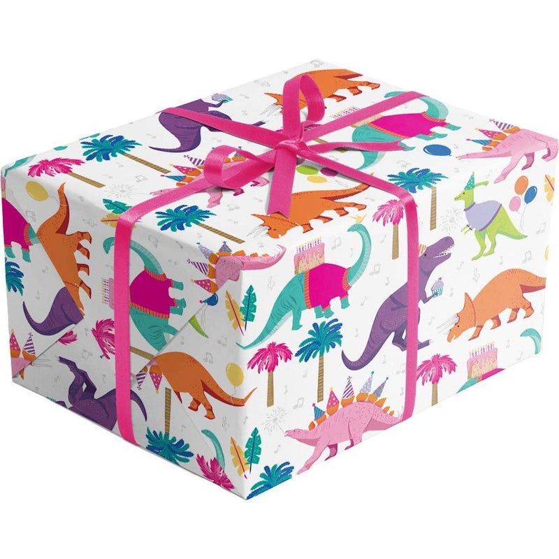 Colors of Rainbow Flat Sheet Wrapping Paper Featuring Jurassic T-Rex Dinosaurs Party Apatosaurus Triceratops Pentaceratops, Stegosaurus Saurolophus Tyrannosaurus Gift Wrap (Dino Party) - Image 4